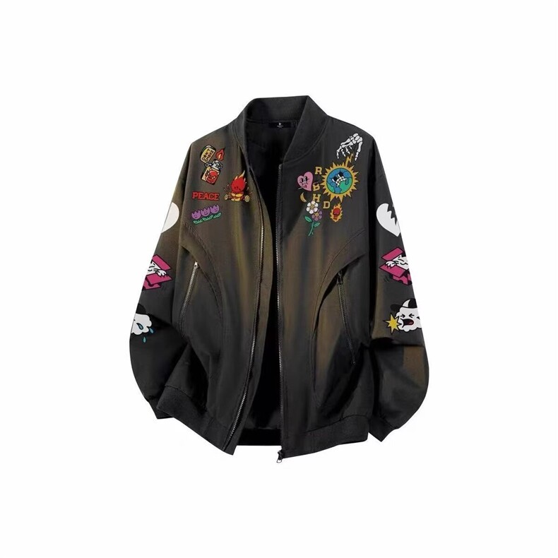 美式复古春秋新款风衣夹克外套立领防风潮流百搭男女款T8057-P55，男装夹克，星座209-3