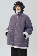 现货主推2025冬季新款宽松显瘦皮毛一体毛外套女225-2-Y208-P158，女装短外套，星座225-2