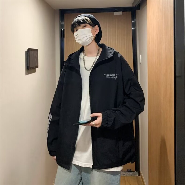 连帽夹克外套男秋季韩版潮流大码宽松春秋新款港风休闲运动上衣潮,男装夹克,星座1013