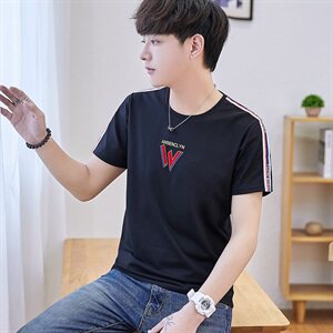 小宝6118夏季圆领短袖t恤男士韩版潮流体恤衫字母T恤上衣夏天图片