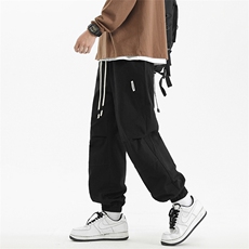 秋冬纯棉褶皱工装裤男春季宽松束脚痞帅裤子G801P50限79，男装工装外套，星座914-1