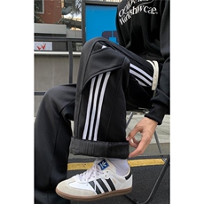 薄款改加绒加厚银狐绒三条杠大码拖地裤男K1990J加绒-特P35控58，男装卫衣，电商A001-1