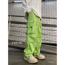 美式高街5工装直筒裤男潮牌hiphop阔腿拖地裤XZ211-1-K2202-P65，男装工装外套，星座211-1