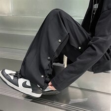 侧排纽扣垂感阔腿裤男女同款宽松2022设计感高街休闲裤K3344-P36，男装休闲裤，星座512-2
