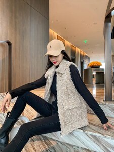 皮毛一体马甲,女装马甲,佳 其