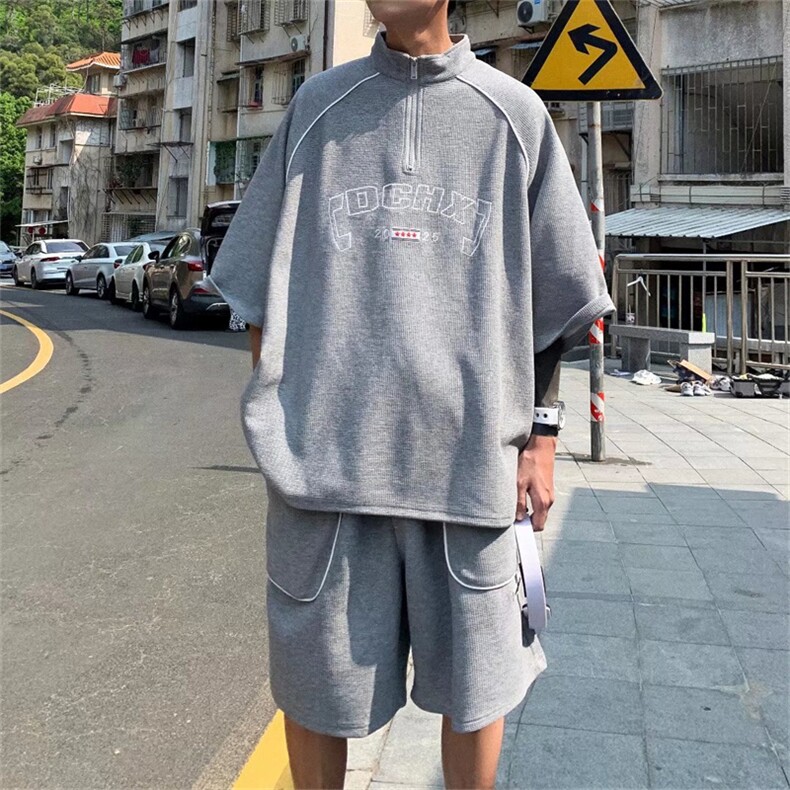 夏季休闲运动套装男宽松潮牌短袖短裤两件套ins港风上衣TZ422-p45,男装休闲套装,星座1008
