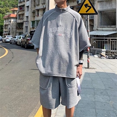 夏季休闲运动套装男宽松潮牌短袖短裤两件套ins港风上衣TZ422-p45，男装休闲套装，星座1008