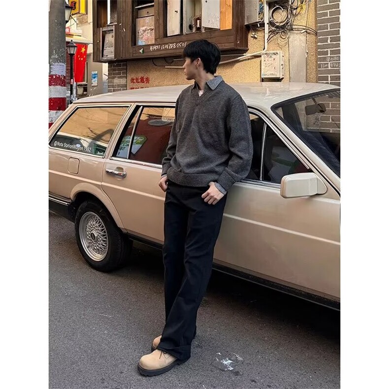 新款冬季复古设计假两件针织衫宽松保暖休闲男女毛衣LM0388-P60,男装针织衫/毛衣,星座1008
