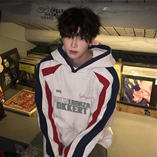 抖音得物供货提供视频秋冬重磅美式宽松接拼连帽卫衣3239，男装卫衣，电商A486