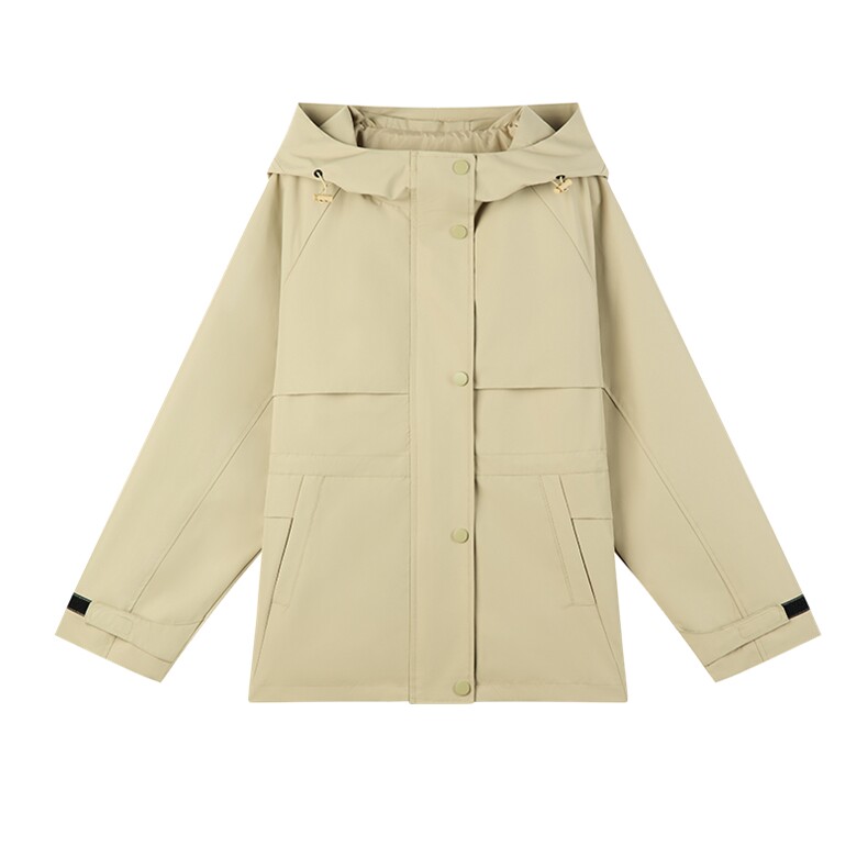 2026年春季连帽休闲宽松显瘦时尚短款风衣，女装风衣，文熹诺