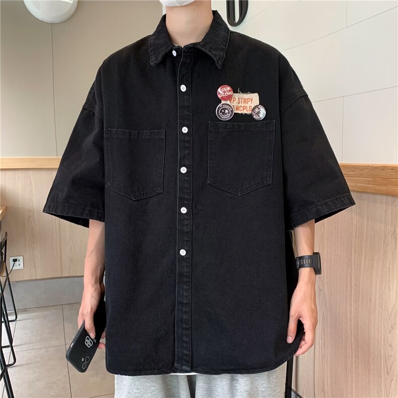 潮方领夏季男简约衬衫标准气质新款日常青春流行潮流CM992P50,男装衬衫,星座1116-2