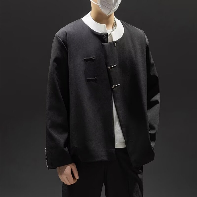 F502P60新中式风西服男士春秋季小众金属扣宽松潮流痞帅,男装西服,星座512-6