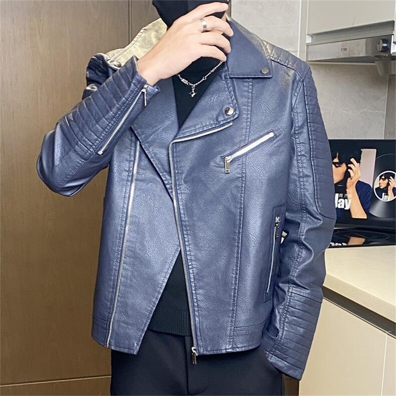 JK713-特P90皮皮衣春秋新款男式翻领机车皮夹克男外套,男装夹克,电商D310B-1