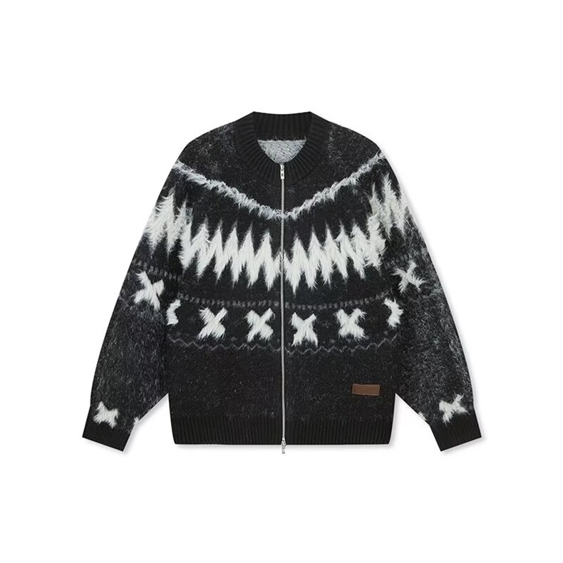 美式复古撞色慵懒风毛衣男款冬季宽松针织衫加厚保暖外套，男装针织衫/毛衣，星座506A