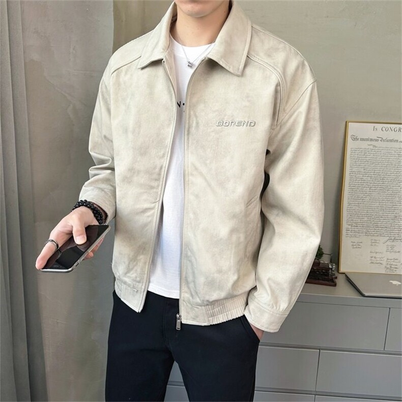 2025春季店主风休闲宽松翻领夹克时尚百搭刺绣外套男2507-P130,男装夹克,电商A413
