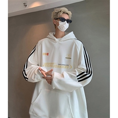 抖音得物供货提供视频秋冬重磅美式宽松织带连帽卫衣0412，男装卫衣，电商A486