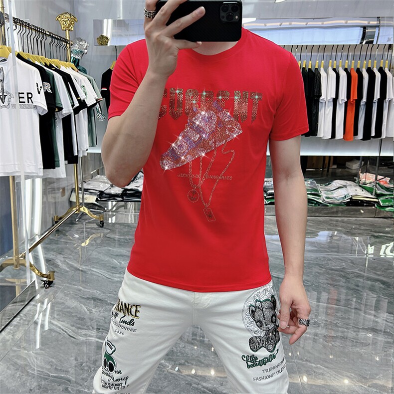 新款时尚高端精品欧货夏季男T恤短袖潮流抖音A227B-A-719-P48,男装T恤,电商A227B（原钱塘4066-1）
