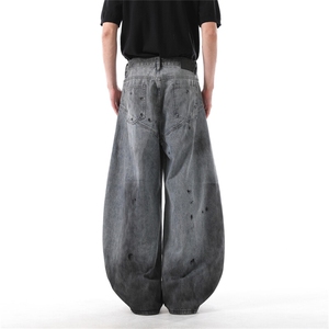 903-AK037 -特P58  【S-3XL】 做旧脏弯刀牛仔裤2图片