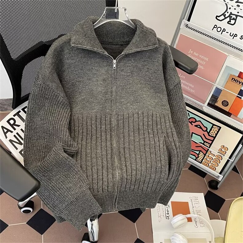 高领毛衣男女秋季新款宽松慵懒风设计感针织打底衫上衣MZ906-P53图片