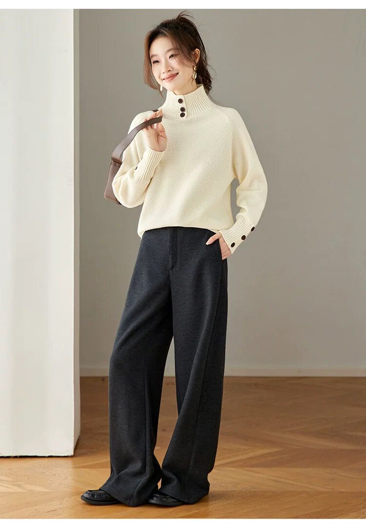 2026秋冬新款高端时尚宽松羊毛衫女打底针织衫毛衣,女装羊毛衫,梵泰羊绒