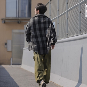 秋冬cityboy格子外套长袖衬衫宽松港风日系衬衣男DX183P6088图片