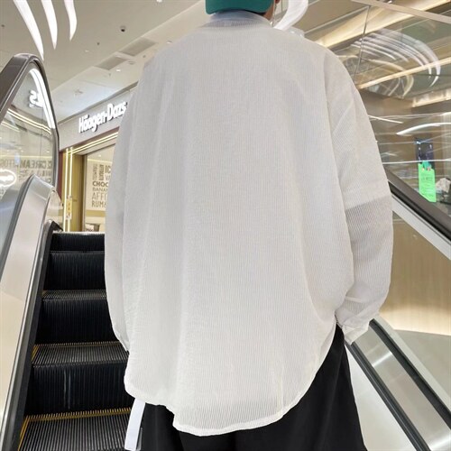 长袖衬衫男港风镂空冰丝防晒衣夹克衬衫C615P38图片