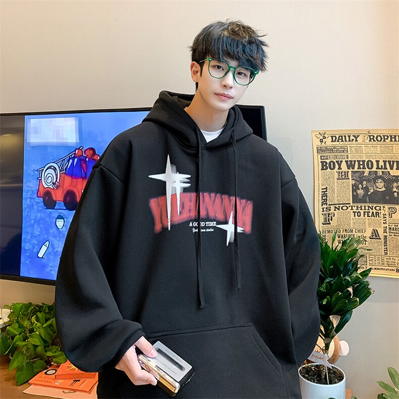抖音供货、复合360克现货字母印花连帽卫衣宽松D223A-WY2210-P50,男装卫衣,电商019-1