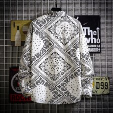 2021秋季网格挂拍日系大码男名族风菱形腰果花衬衫C3075-P45，男装衬衫，电商A001