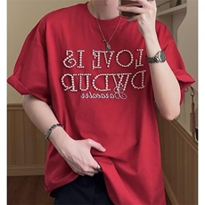 美式复古小众设计感立体珍珠字母短袖T恤男潮牌高级感T恤，男装T恤，星座506A