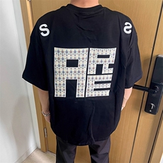 万针全刺绣工艺抖音得物高品质260克重磅纯棉双纱美式高街短袖T恤，男装T恤，电商A486