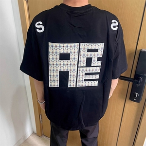 万针全刺绣工艺抖音得物高品质260克重磅纯棉双纱美式高街短袖T恤图片