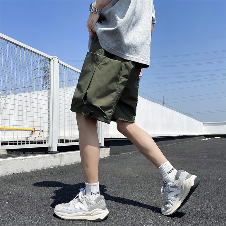 机能黑色工装短裤男士夏季薄款宽松休闲男生中裤美式男款5五分裤,男装牛仔裤,四季星座505