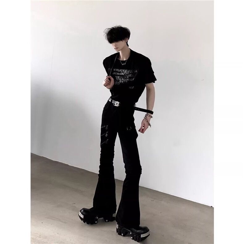 解构修身牛仔裤男女潮流阔腿宽松vibe风哈伦微喇裤子L84322-p58,男装牛仔裤,星座1008
