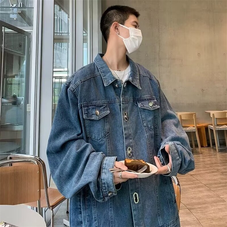 牛仔外套男春秋男生潮牌ins美式痞帅复古水洗工装牛仔衣夹克,男装工装外套,星座506A