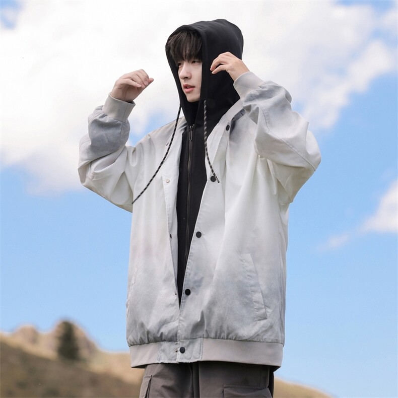 G0132-P85秋季新款日系cityboy连帽假两件渐变夹克外套,男装夹克,星座109