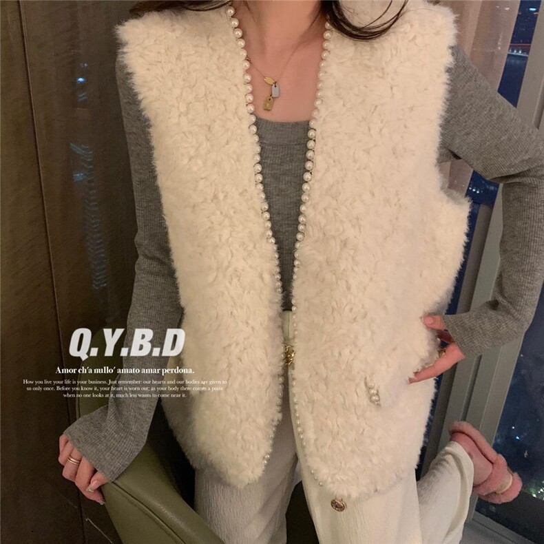 珍珠皮毛马甲，女装马甲，倩衣百度