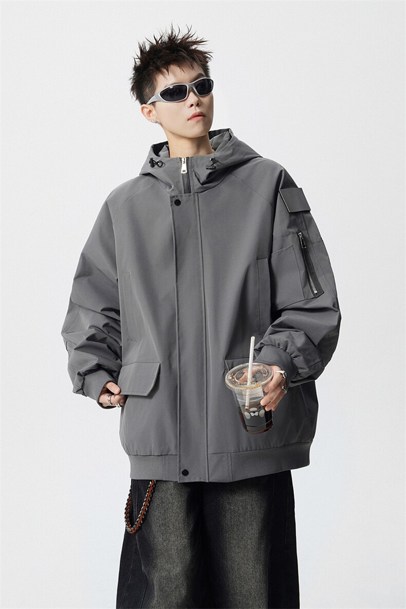 可二开发光贴片连帽工装冲锋衣大码M-5XL夹克男JK78076P85控128,男装夹克,星座227-7