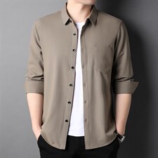 22春装衬衫男潮流青年新款长袖翻领衬衣休闲时尚外套QLM77271-P90图片