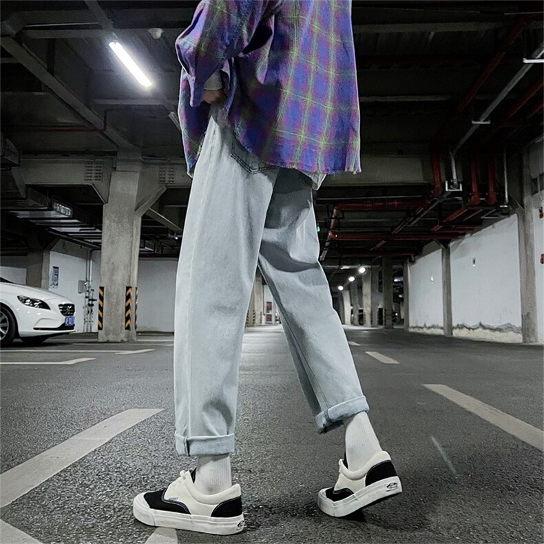 春夏新品！水洗牛仔裤男女中性宽松直筒休闲九分裤A080-9291-P35,男装牛仔裤,电商A080