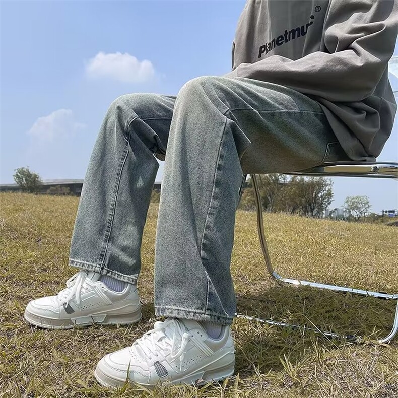 美式高街复古牛仔裤水洗做旧宽松刺绣直筒长裤N5009P43,男装牛仔裤,星座1116-2
