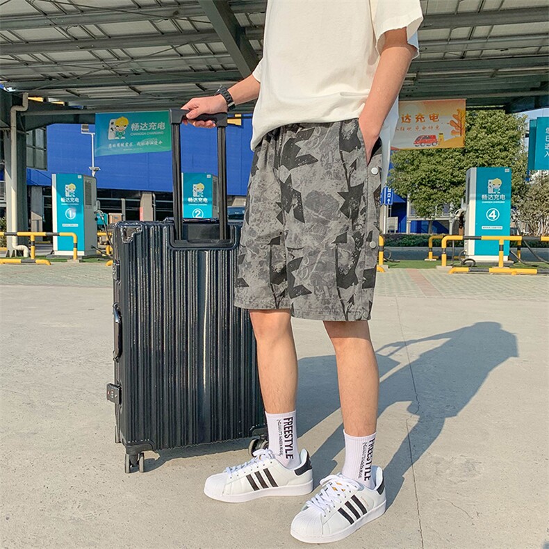 现货港风男装夏季迷彩直筒休闲短裤D201-DM27-P40,男装牛仔裤,电商D321-1