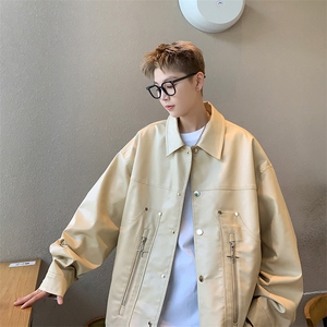 模特-美式皮衣外套男春秋季机车夹克 8056-P90图片
