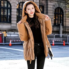 大码棉衣女短款减龄百搭优雅气质时尚潮流宽松短款连帽，女装棉衣/棉服，妃曼
