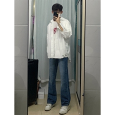 B221美式ins高街暗黑光版修身微喇牛仔裤LK23137-P55控78，男装牛仔裤，电商B221