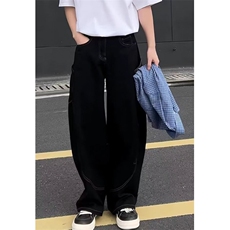 蛇纹口袋弯刀牛仔裤阔腿男女裤子宽松拖地休闲裤直筒裤NB288，男装牛仔裤，星座1116A（原606A-3）