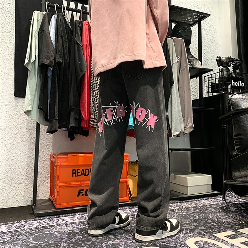 港风美潮做旧牛仔裤长裤直筒裤A014-K8167-P50控68,男装牛仔裤,电商A014