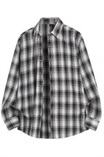 春季新款（跨境电商）格子男女情侣款潮流宽松格纹衬衣，男装衬衫，星座1107-1