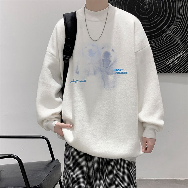 半高领毛衣男大码胖子针织衫毛线衣M18455-P45加绒款-P65,男装针织衫/毛衣,电商A040