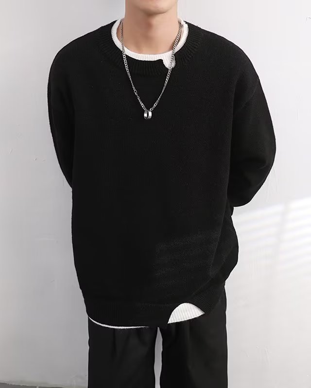 假两件港风圆领卫衣男oversize套头宽松打底衫Z2313-P55,男装卫衣,星座1109-3