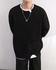 假两件港风圆领卫衣男oversize套头宽松打底衫Z2313-P55，男装卫衣，星座1109-3